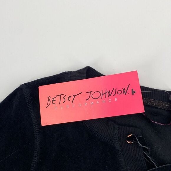 Betsey Johnson Performance Velour Criss-Cross Pullover Sweatshirt Black Small Ne - Picture 6 of 14